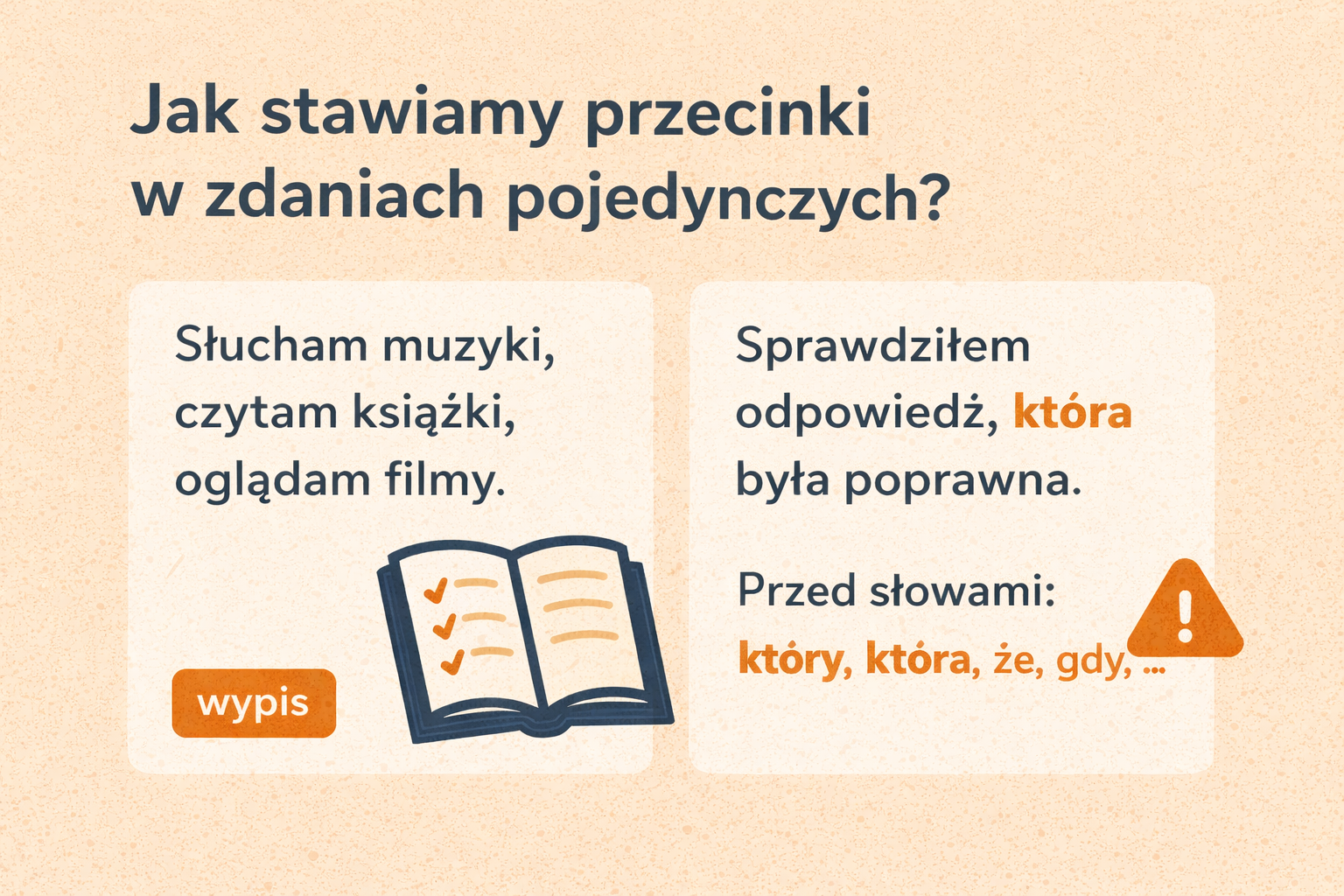 Jak stawiamy przecinki w zdaniach pojedynczych?