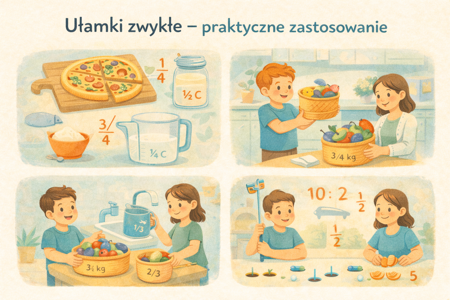 Ułamki zwykłe - praktyczne zastosowanie. Ułamki zwykłe w codziennym życiu